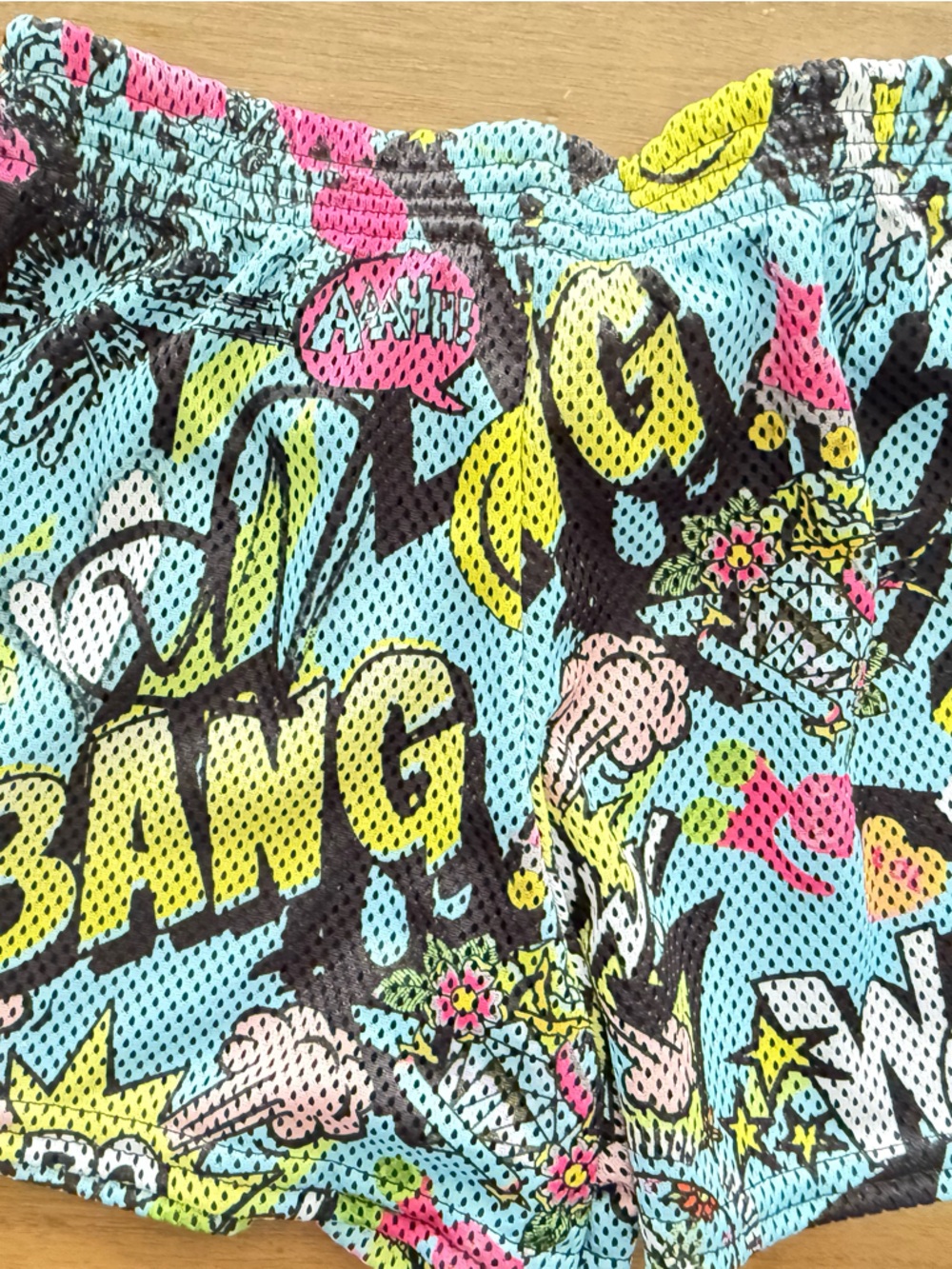 Kids Aqua Comic-Print Athletic Shorts